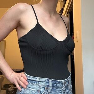 RIBBED Black Bodysuit